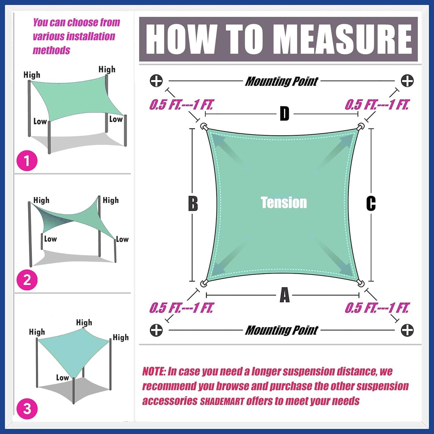 Royal Shade Royal shade Rectangle Shade Sail，95% UV Blockage, Heavy Duty, Water & Air Permeable