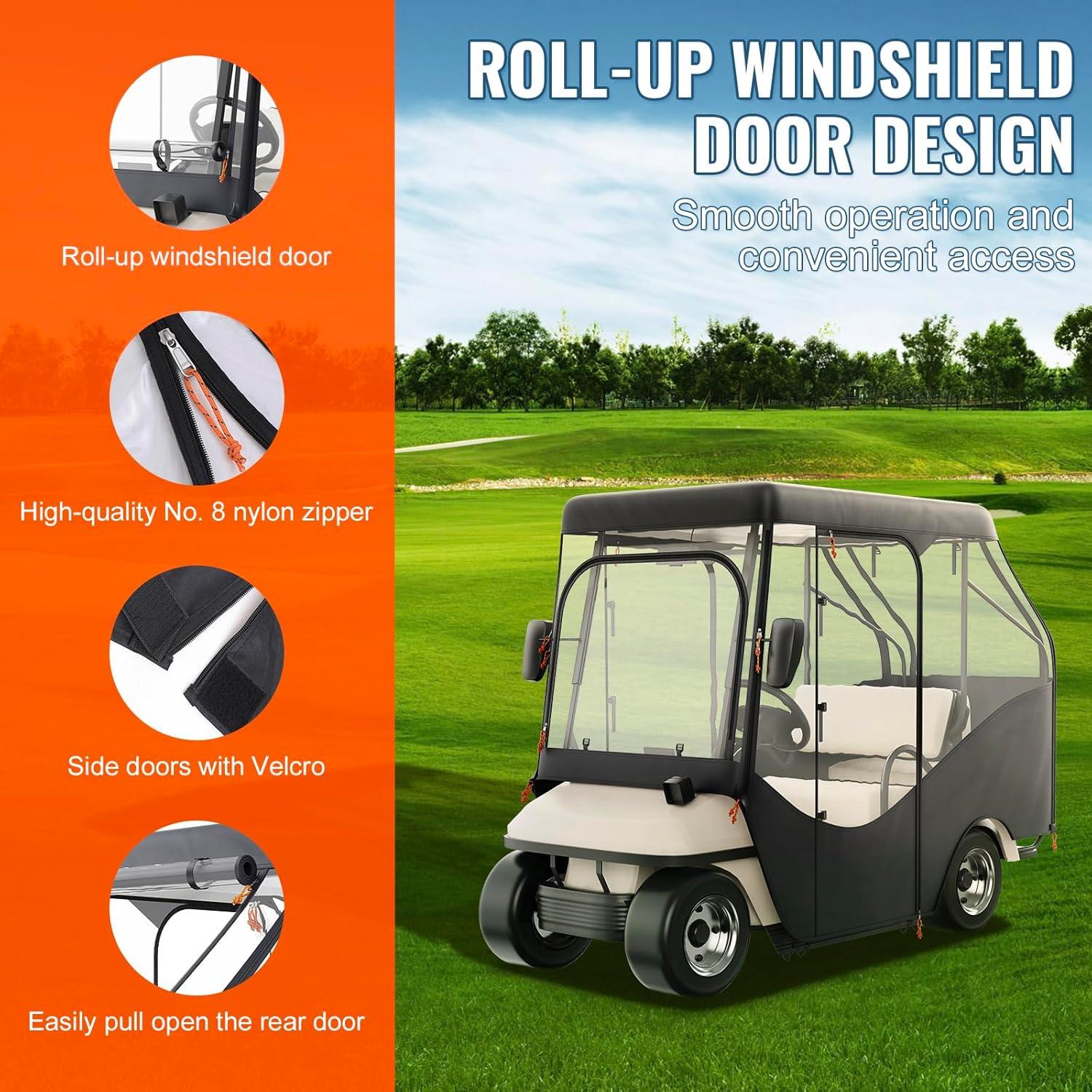 Hook & Loop Fastener Mildew Resistant Golf Cart Cover By VEVOR