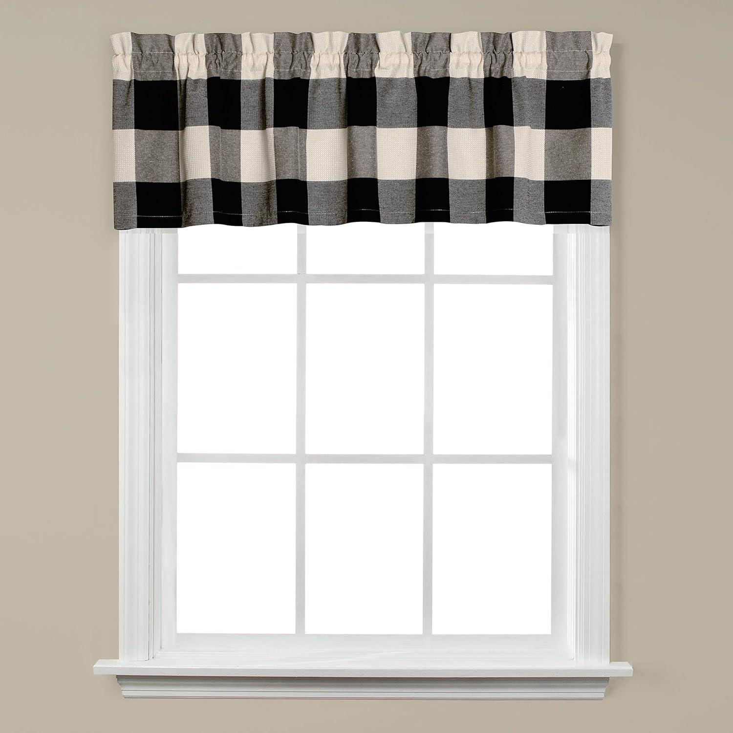 Grandin Black and Natural Buffalo Check Valance, 58" x 13"