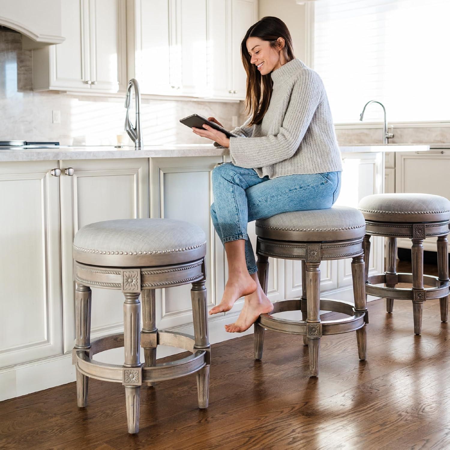 Maven Lane Maven Lane Pullman Backless Stool with Fabric Upholstery