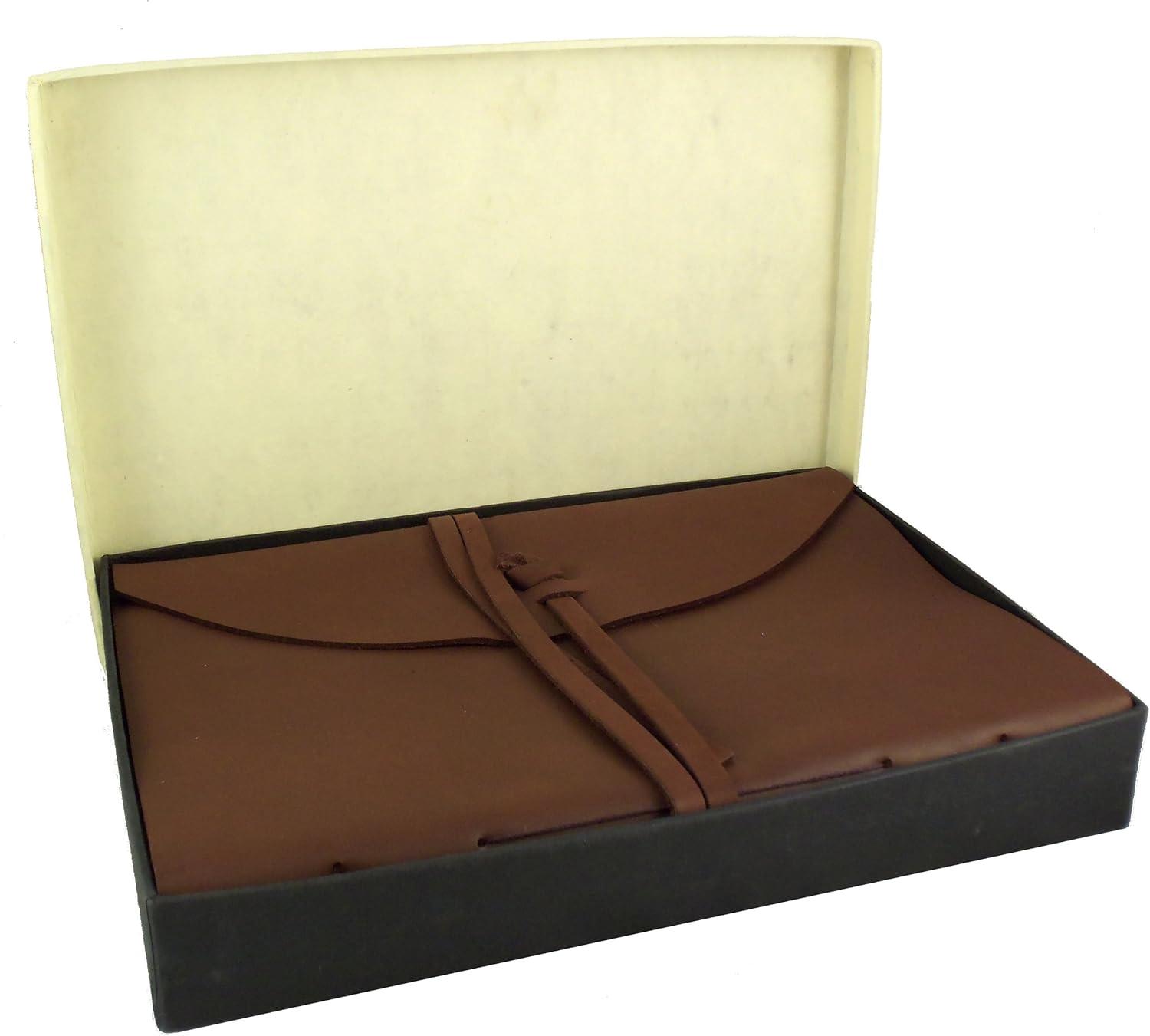 Large Genuine Leather Legacy Photo Album with Gift Box - 9"x 12" - Scrapbook Style Pages - Holds 200 4x6" or 5x7" Photos