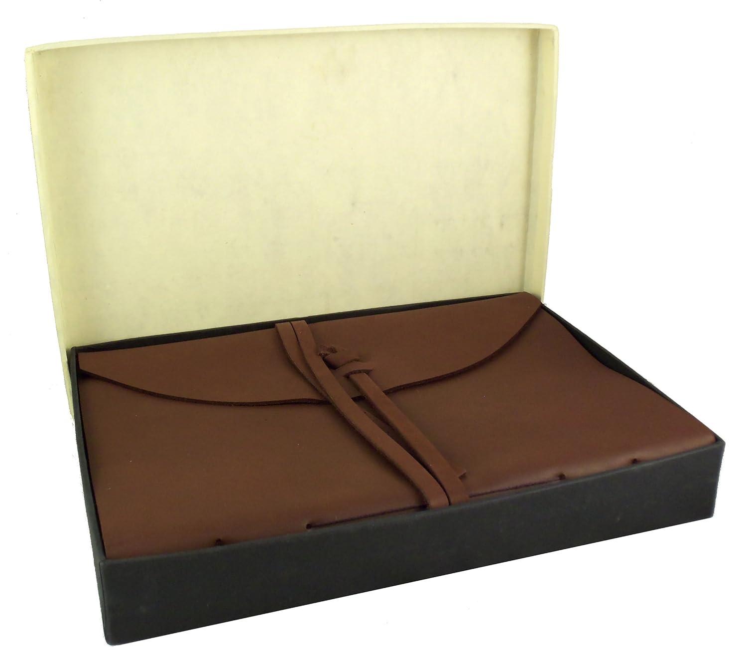 Large Genuine Leather Legacy Photo Album with Gift Box - 9"x 12" - Scrapbook Style Pages - Holds 200 4x6" or 5x7" Photos
