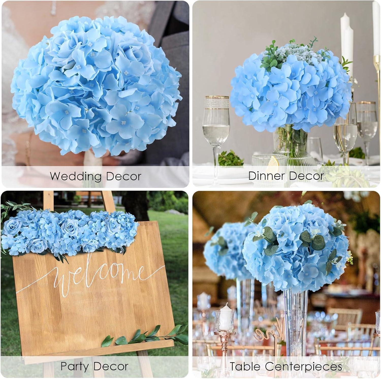 TITOUMI Hydrangea Silk Flowers Heads Blush Pack of 10 Full Hydrangea Flowers Artificial with Stems for Wedding Home Party Shop Baby Shower Décor