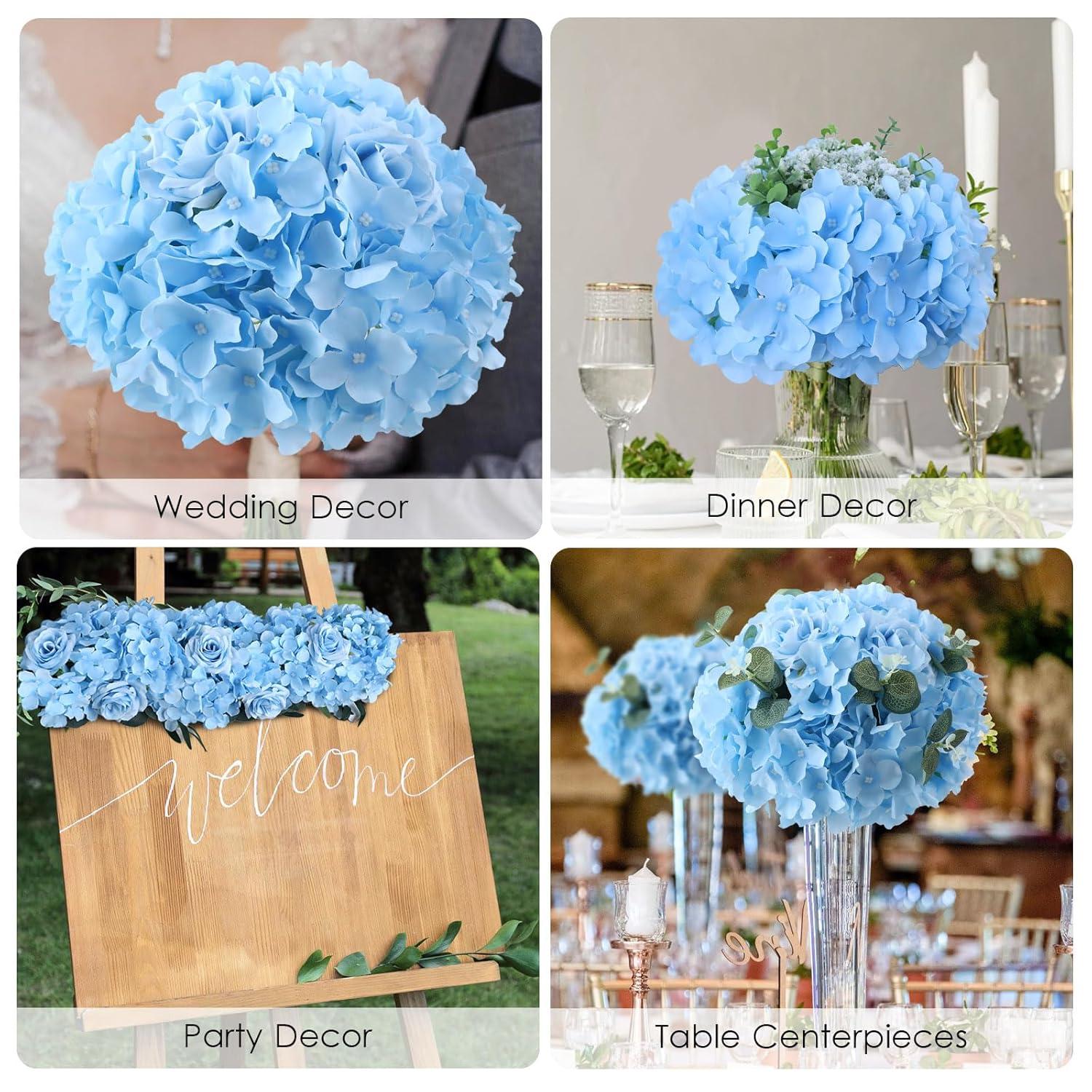 TITOUMI Hydrangea Silk Flowers Heads Blush Pack of 10 Full Hydrangea Flowers Artificial with Stems for Wedding Home Party Shop Baby Shower Décor