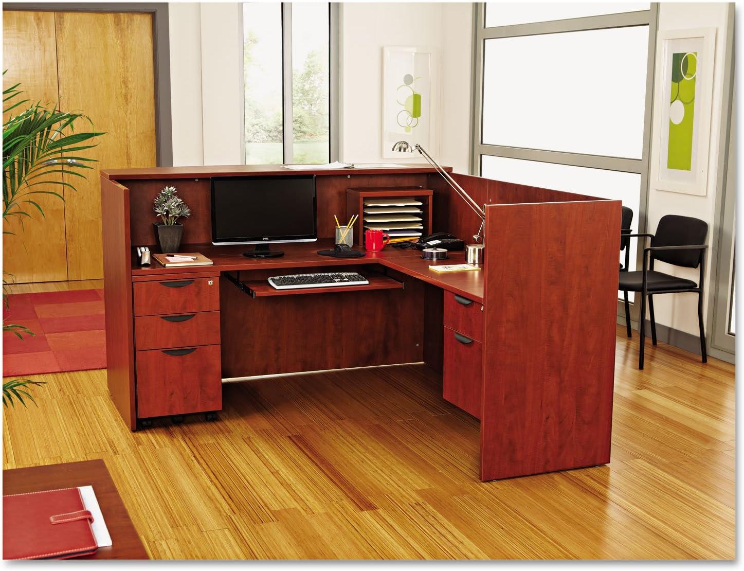 Valencia Medium Cherry 71" Commercial-Grade Laminate Reception Desk