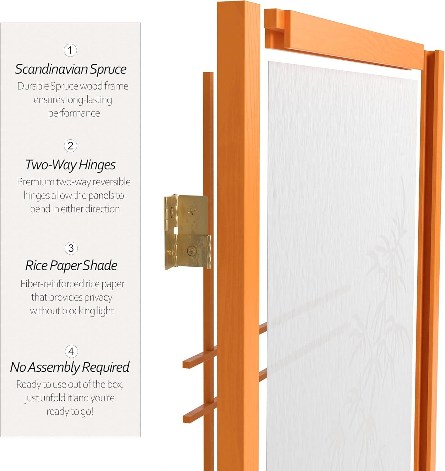 Extra Tall Honey Bamboo Shoji Screen with 4 Panels