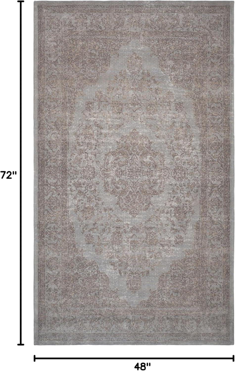 SAFAVIEH Classic Vintage Ivonette Overdyed Border Cotton Area Rug, Grey, 4' x 6'