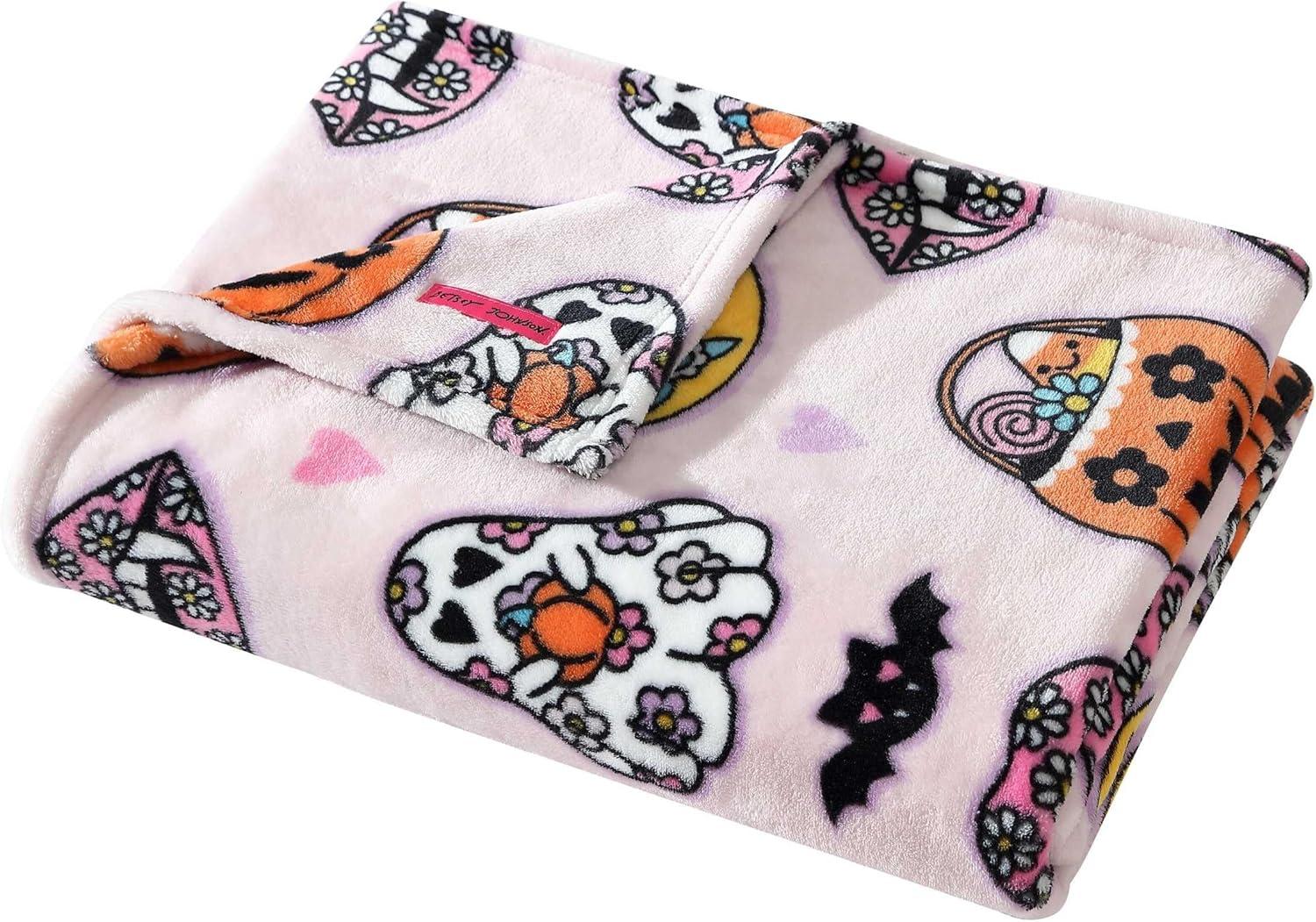 Betsey Johnson Retro Halloween - Pink 50" X 70" Throw Blanket