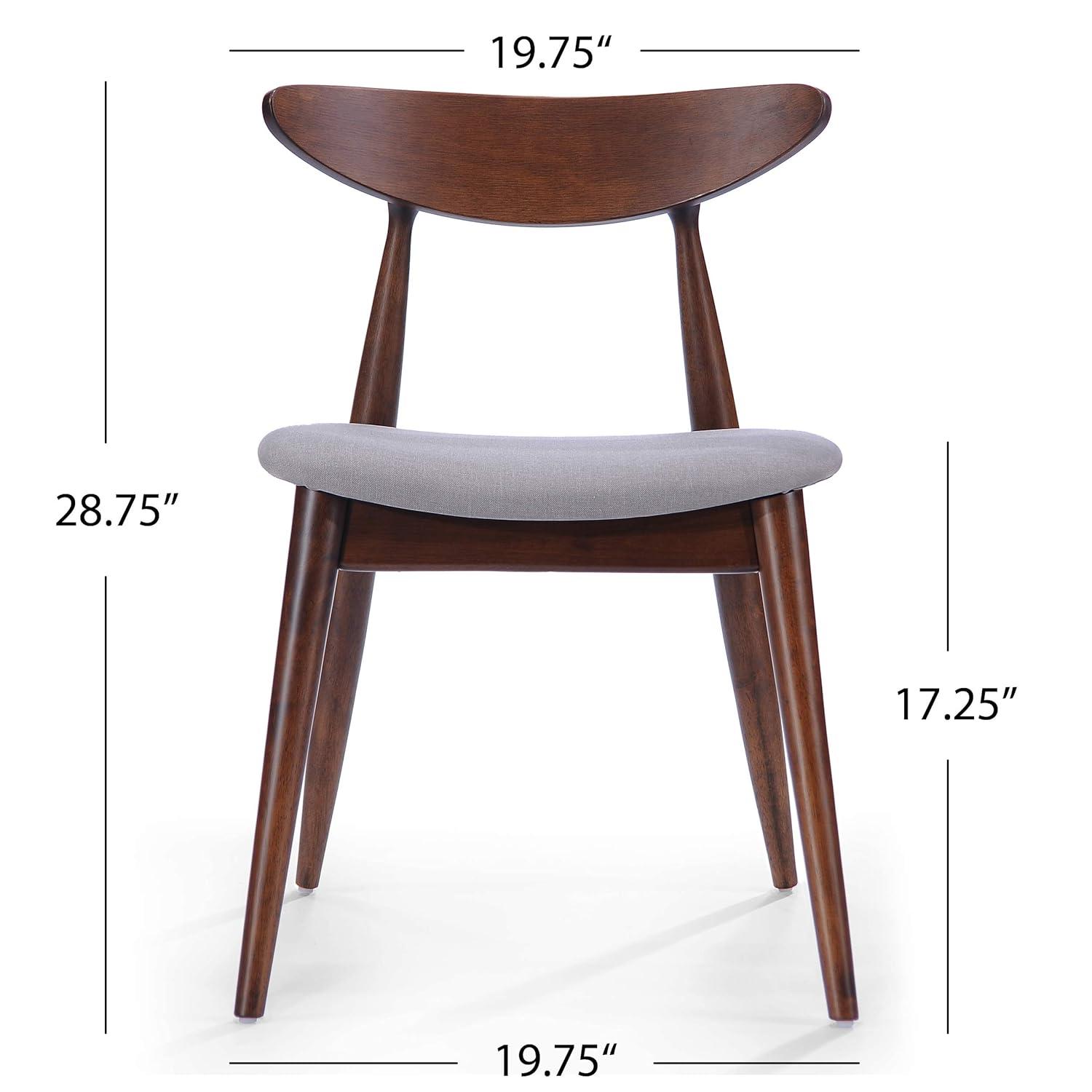 GDF Studio Wales Mid Century Modern Fabric Upholstered 5 Piece Dining Set, Light Gray and Walnut