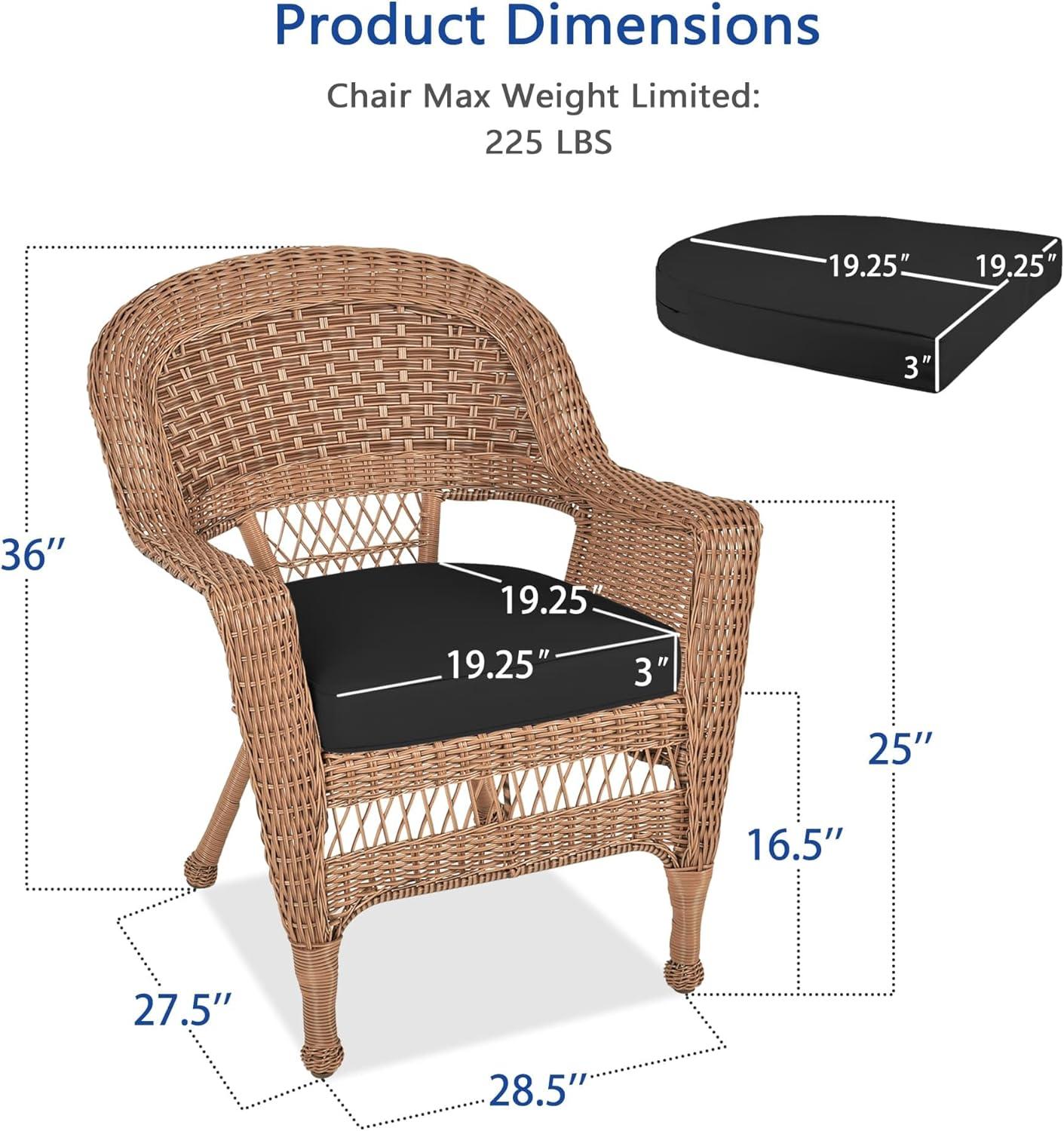 Jeco Wicker Chair in Espresso with Black Cushion (Set of 2)