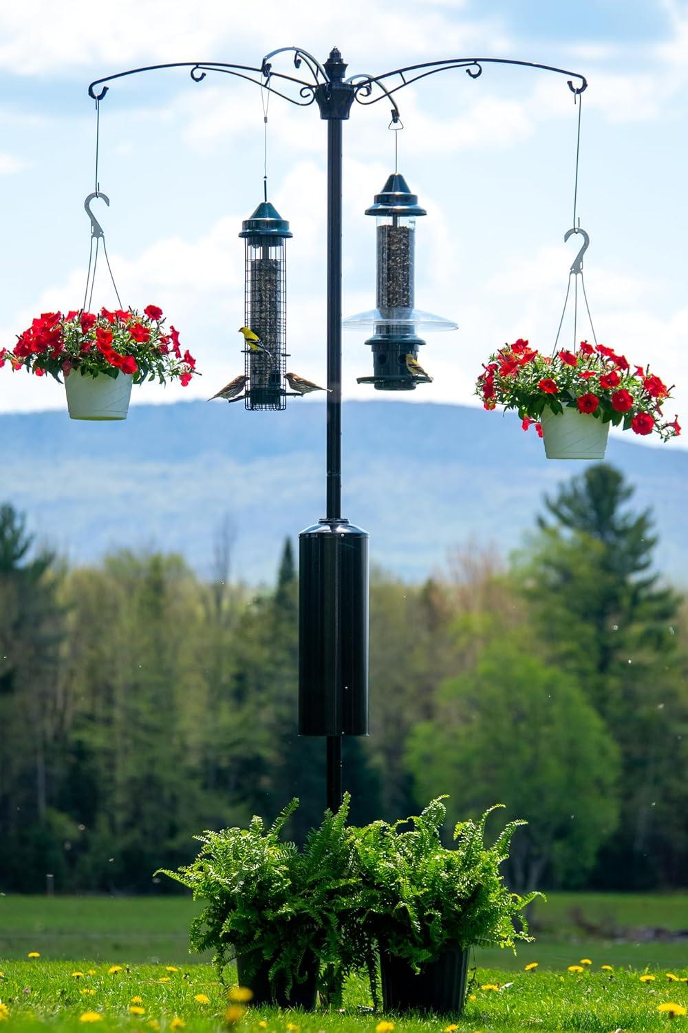 Brome Raccoon Buster Guardian Pole for Bird Feeders/Planters, w/Bullseye Level and Torque Bar, Heavy Duty, 1.5-inch Diameter, 8ft Installed, Black