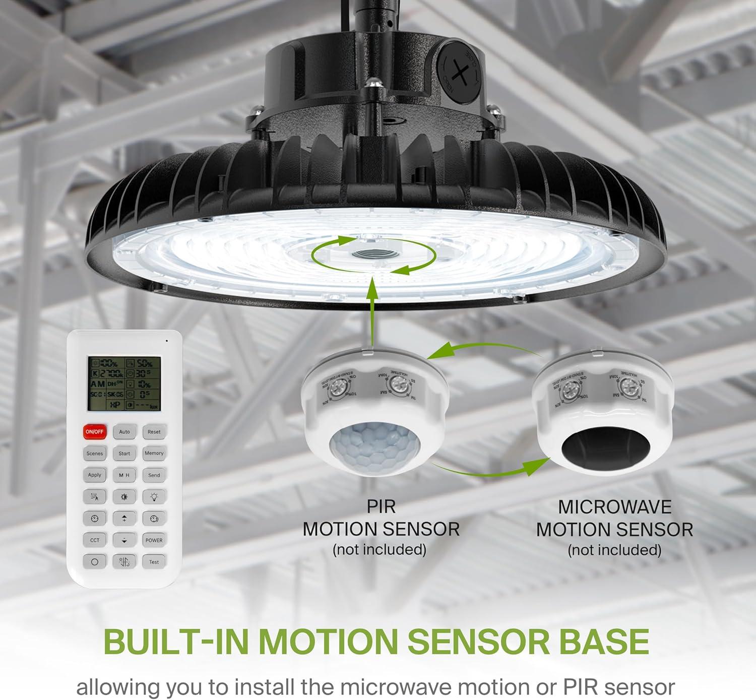 ASD LED High Bay UFO Light Fixture, Commercial Shop Lighting | Dimmable, IP69K Waterproof, DLC Premium, UL Listed | 150W 23000LM 5000K 100-277V | Warehouse, Garage, Workshop, Barn Lamp | Black