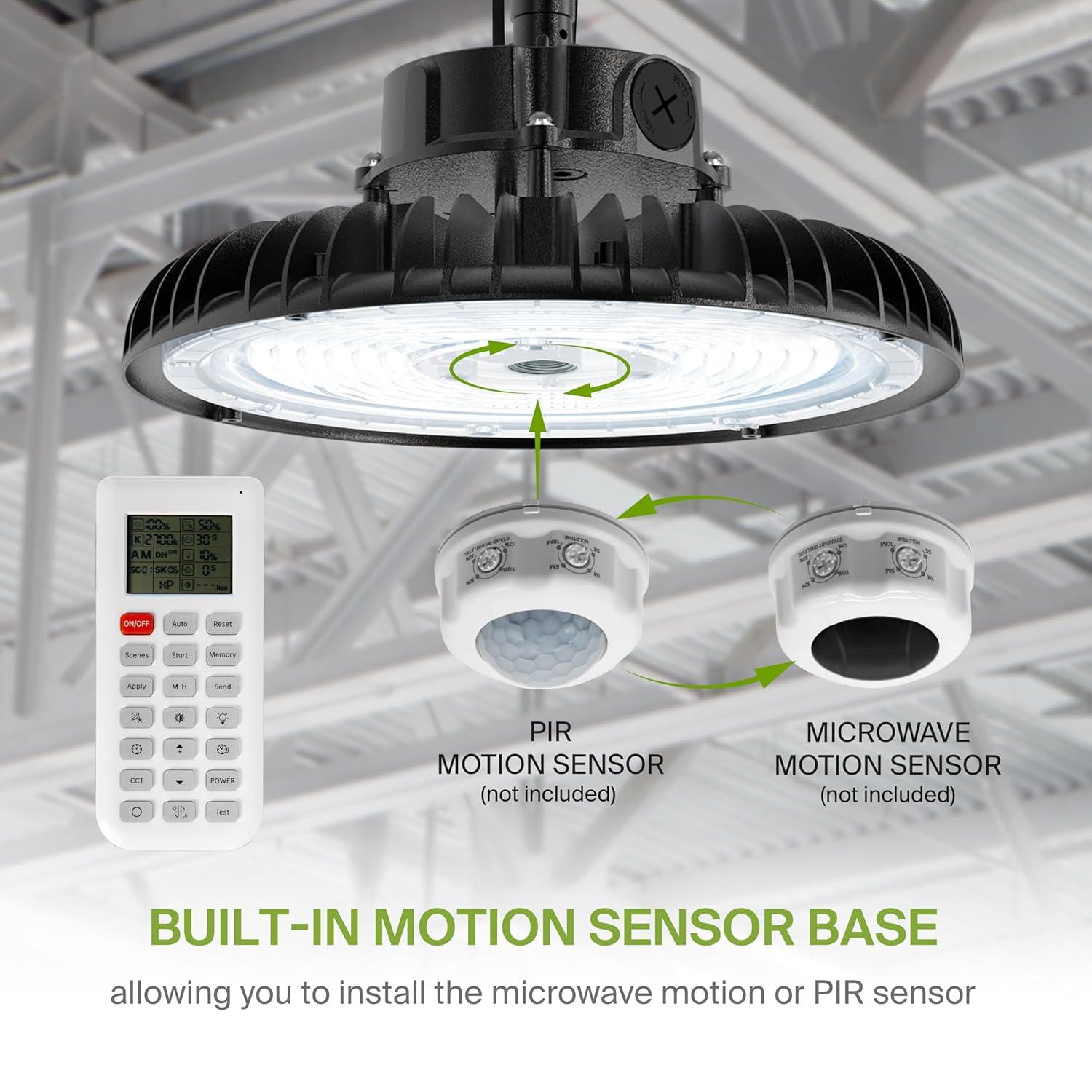 ASD LED High Bay UFO Light Fixture, Commercial Shop Lighting | Dimmable, IP69K Waterproof, DLC Premium, UL Listed | 150W 23000LM 5000K 100-277V | Warehouse, Garage, Workshop, Barn Lamp | Black