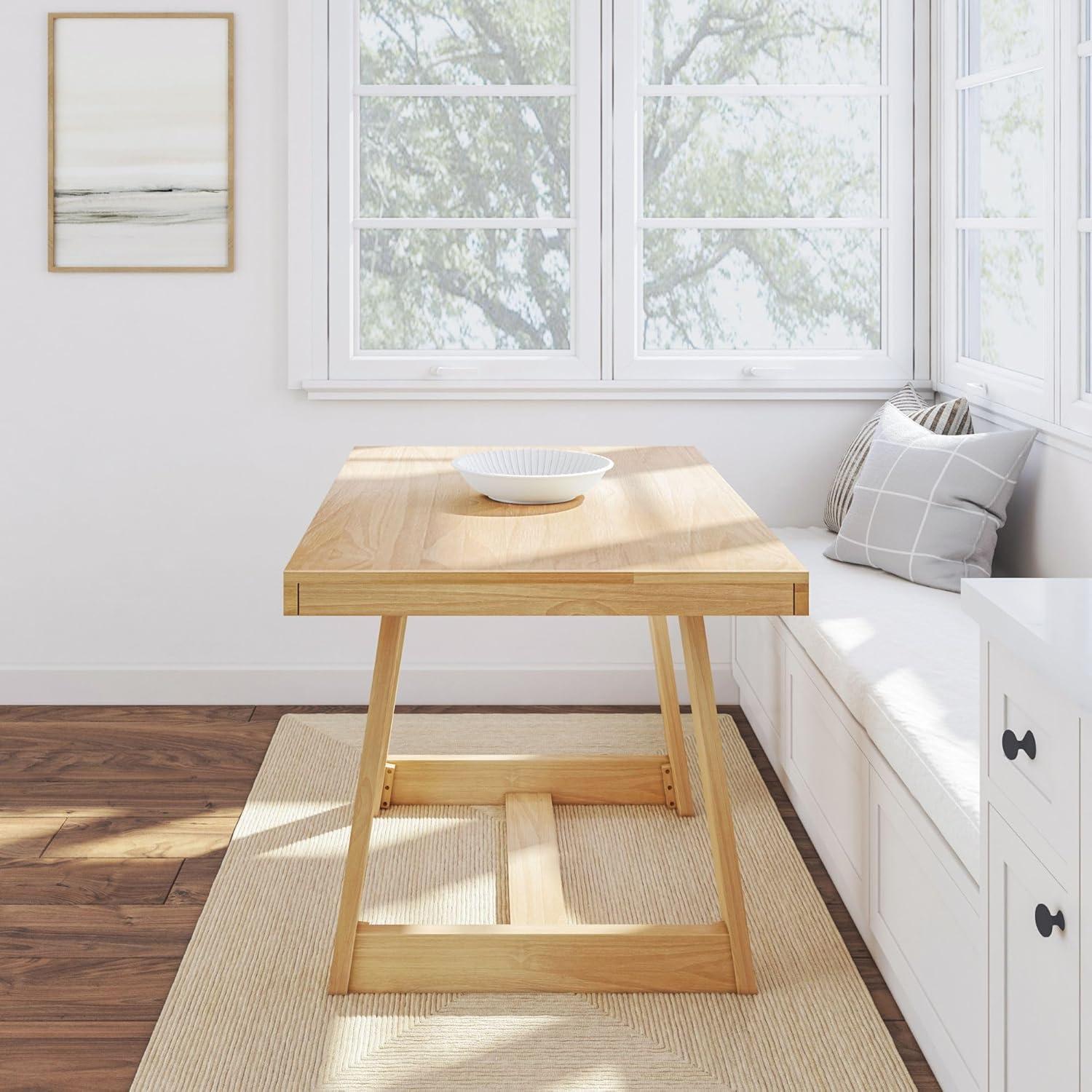 Plank+Beam 48" Dining Table for 4, Classic Farmhouse Solid Wood Kitchen Table, Blonde Wirebrush