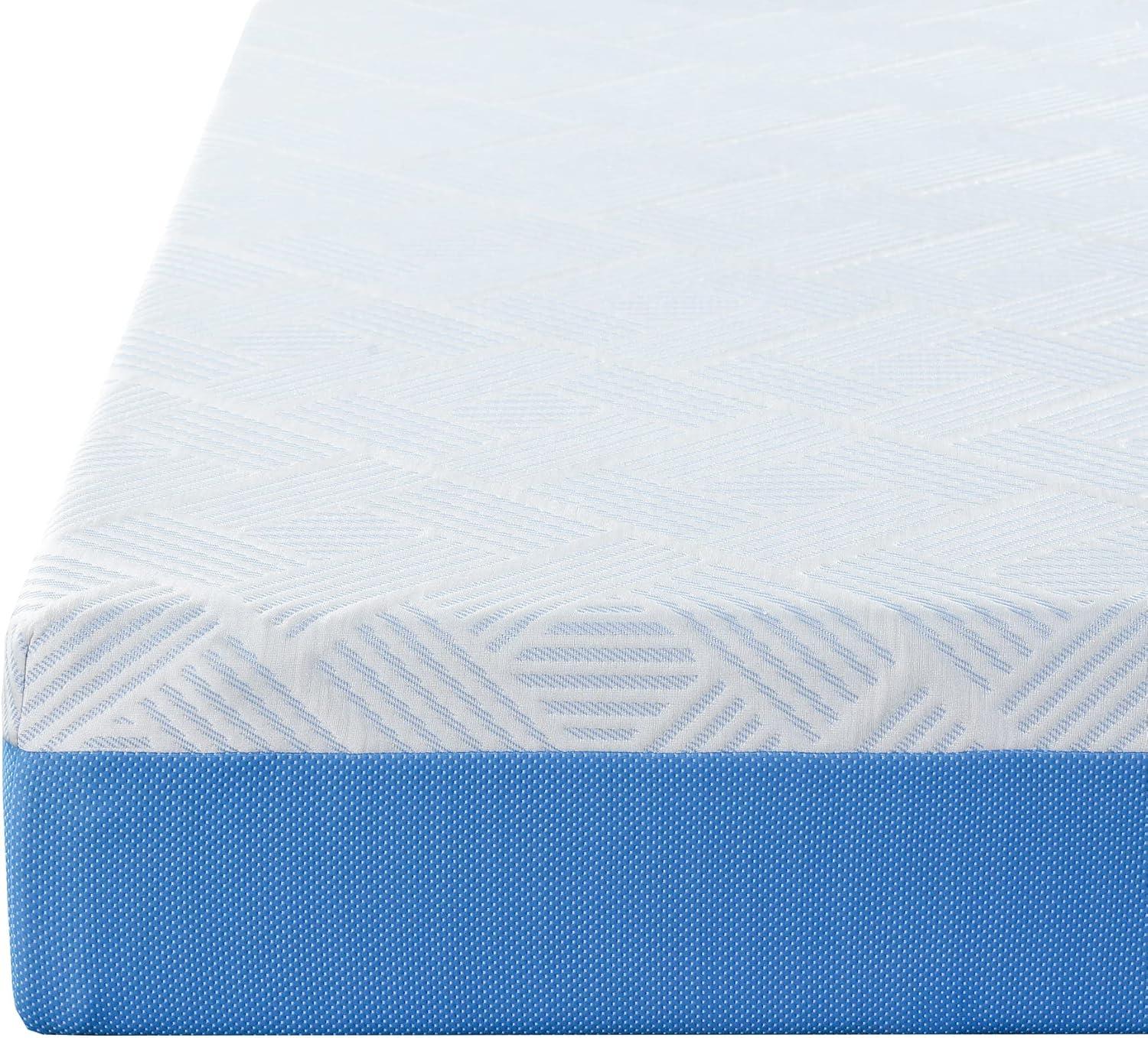 Twin 10-Inch Blue Gel Memory Foam Mattress with Silk Cover