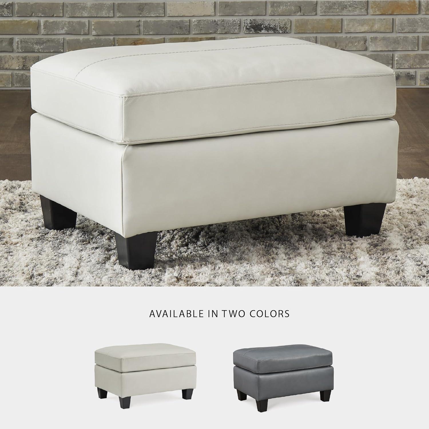 Signature Design by Ashley Contemporary Genoa Ottoman Leather Coconut