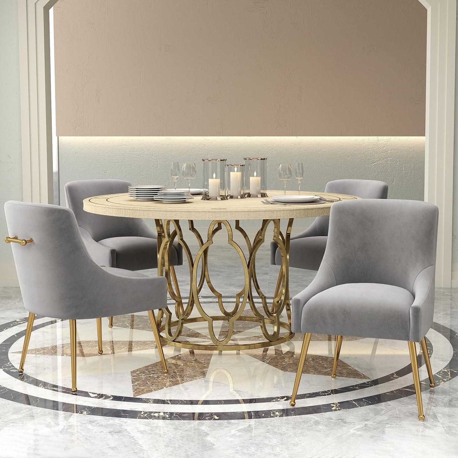 Dining Chairs Set of 2, Modern Velvet Accent Kitchen Chairs with Gold Legs Upholstered Guest Chairs for Living Room/Kitchen/Restaurant/Study Room