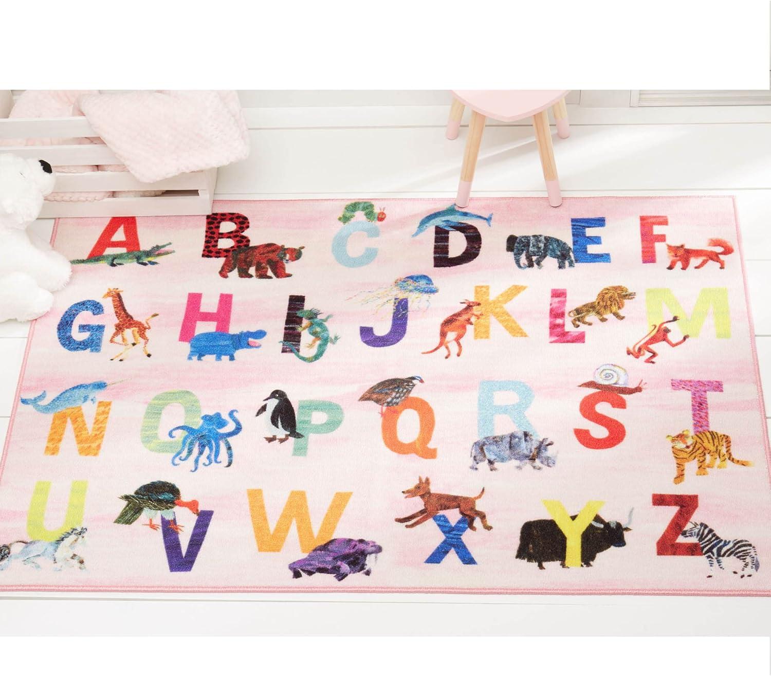 Eric Carle Alphabet Zoo Graphic/Print Pink Area Rug