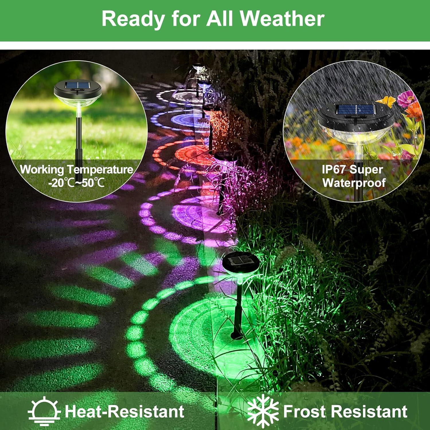 Nupostai Solar Pathway Lights 8 Pack, Multicolor and Warm White LED