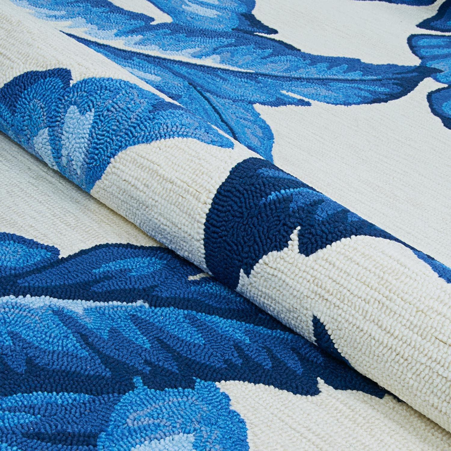 Couristan Covington Palm Leaves 8' x 10' Blue Floral Outdoor Rug