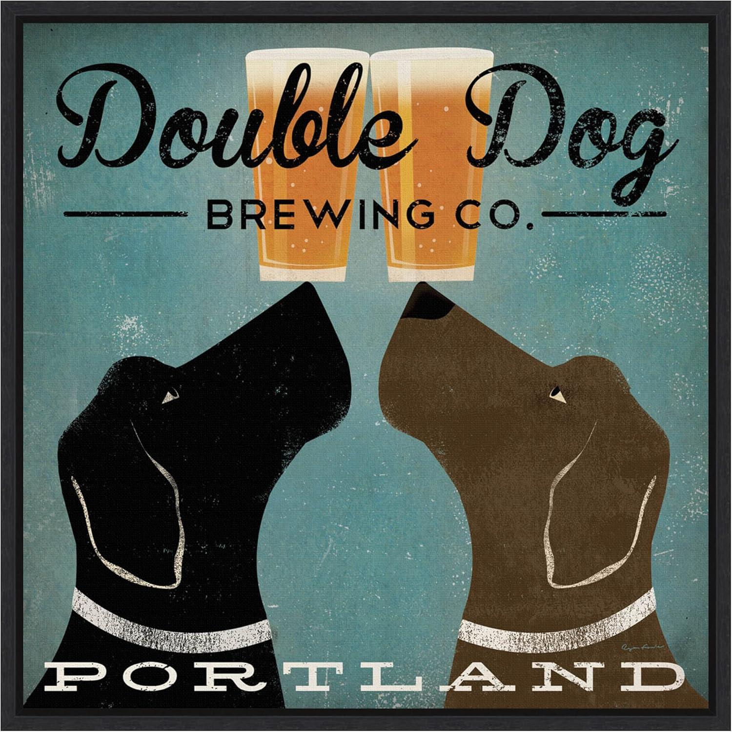 Amanti Art Double Dog Brewing Co by Ryan Fowler Framed Canvas Wall Art