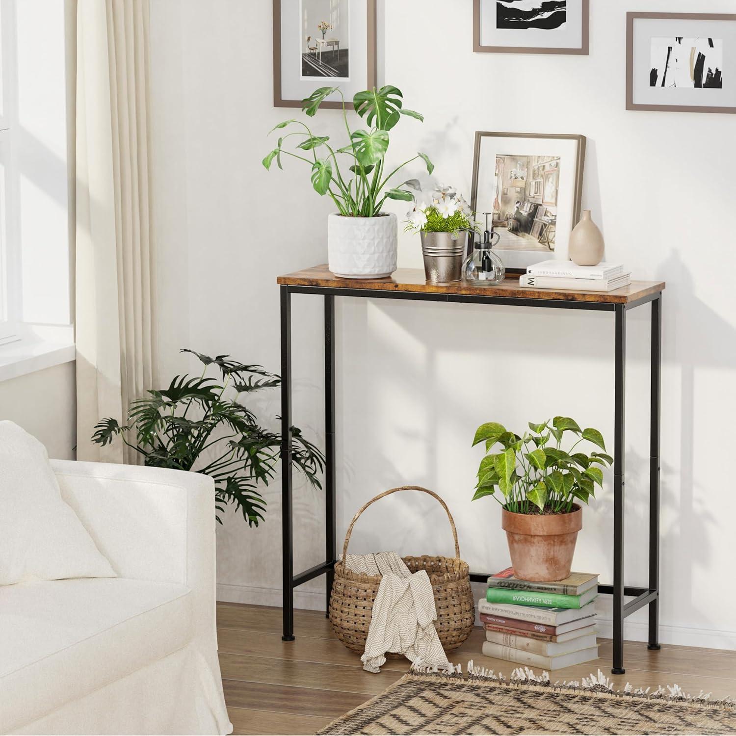 Narrow Console Table, 29.5" Small Entryway Table, Thin EntranceTable, Sofa Table, Behind Couch Table, DisplayTable, for Hallway, Bedroom, Living Room, Foyer, Corridor, Office, Rustic Brown