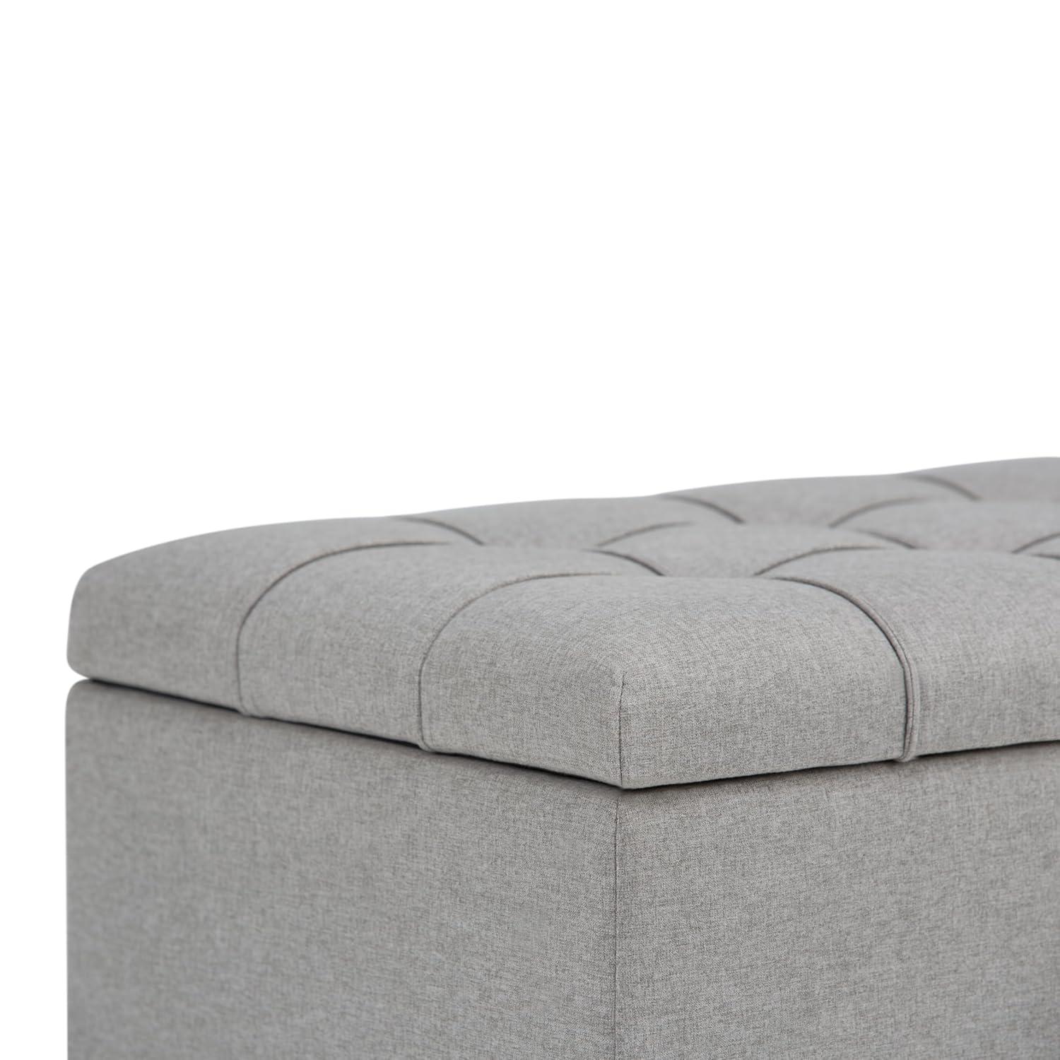 Simpli Home Sienna 33"W Upholstered Storage Ottoman Bench with Lift-Up Tufted Top
