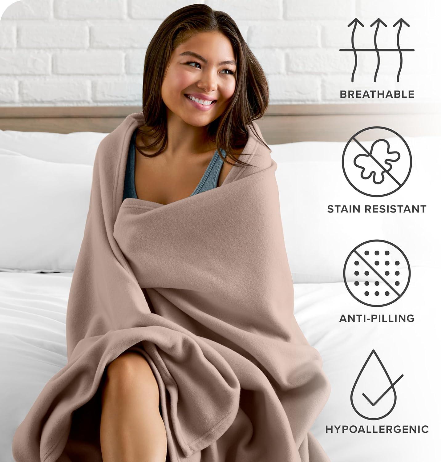 Lightweight Polar Fleece Blanket by Bare Home