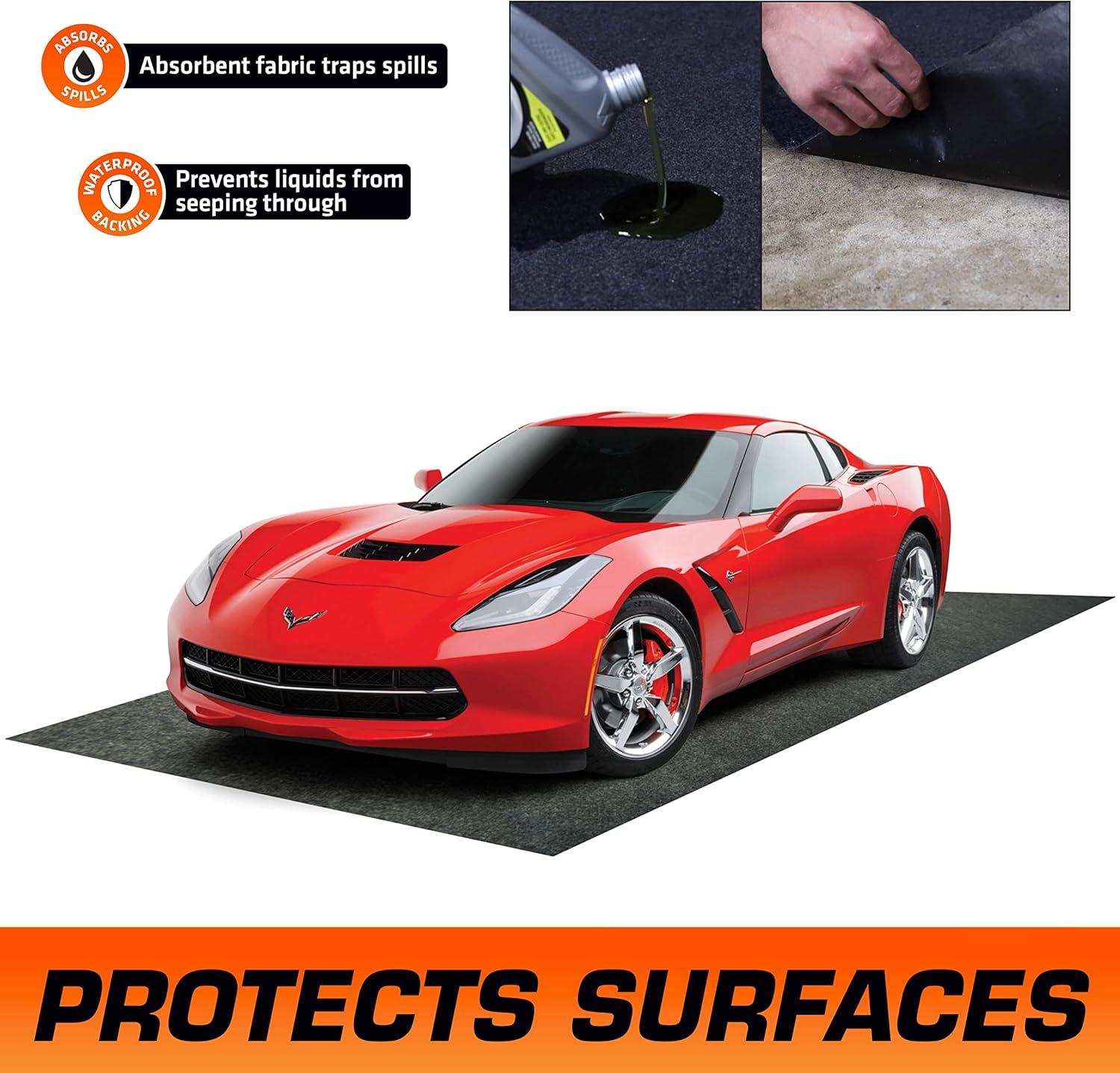 Armor All Premium Original Garage Floor Mat, (17' x 7'4"), Protects Surfaces, Transforms Garage, Absorbent/Waterproof/Durable (Includes Double Sided Tape) (Charcoal)