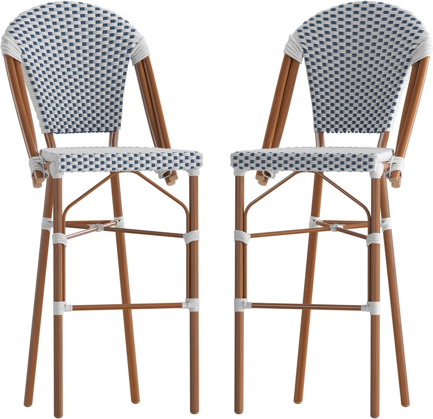 Flash Furniture Lourdes Set of 2 Commercial Grade Stackable Indoor/Outdoor Bistro 30" High Bar Height Stools