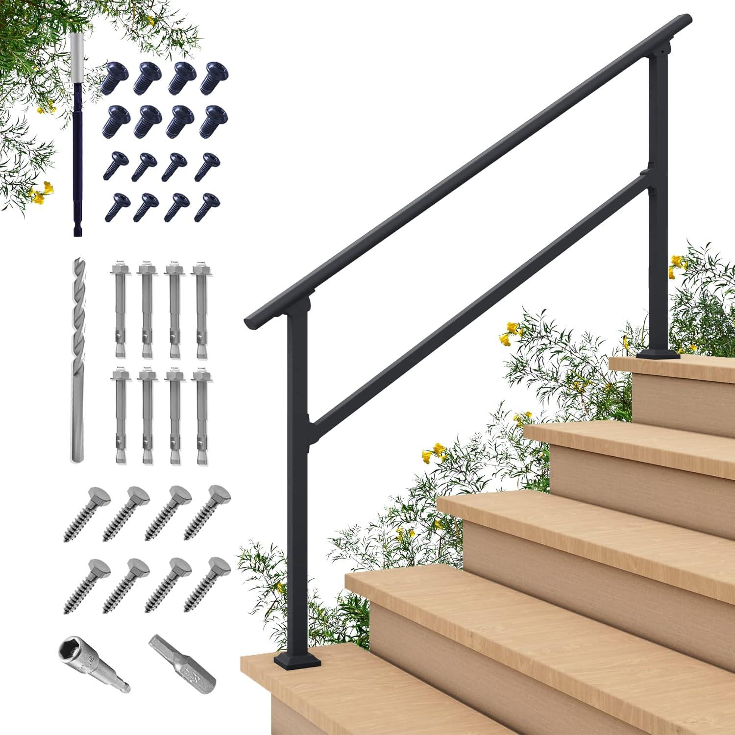 CR Home Hand Rails for Outdoor Steps for Porch, Deck, & Balcony Railing