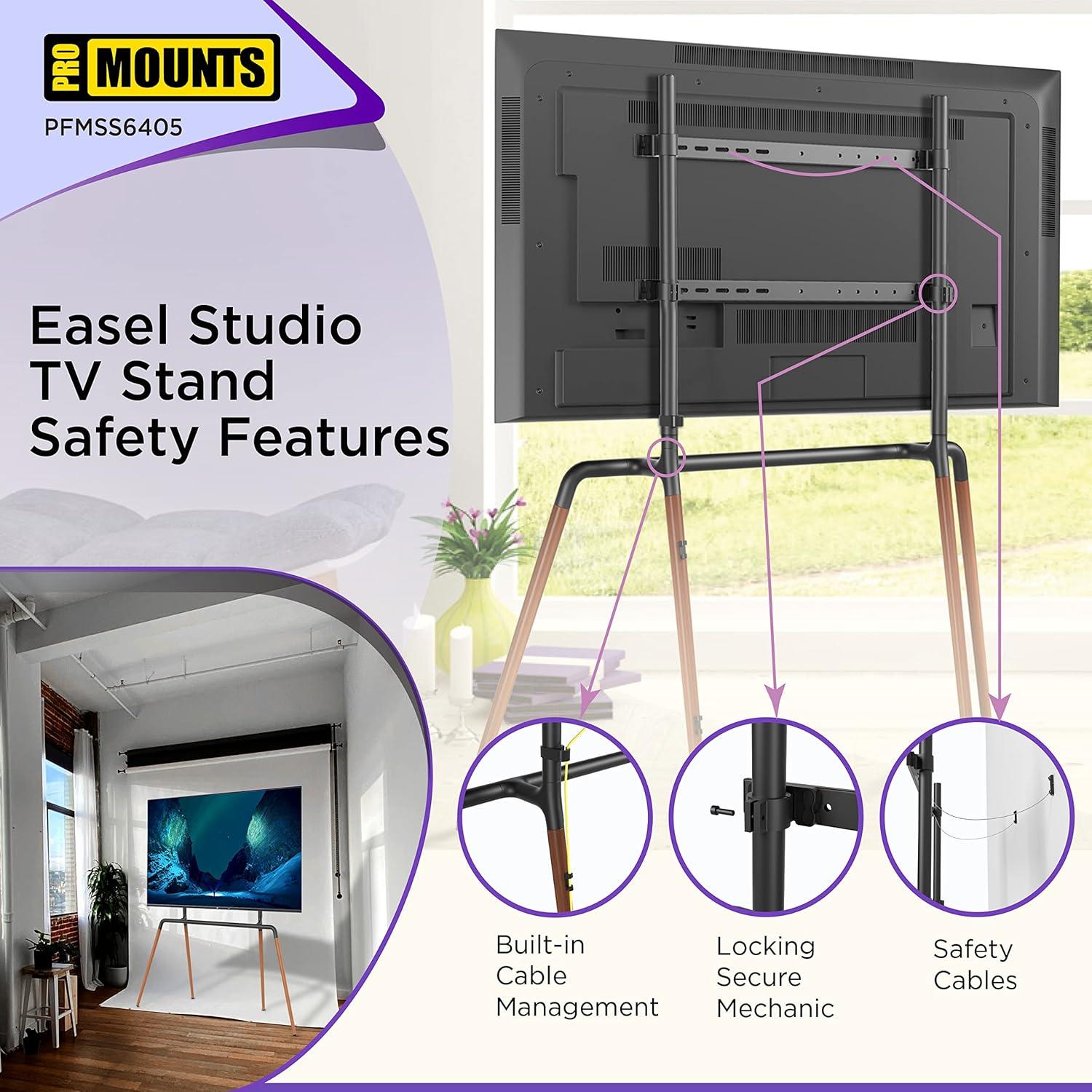 Promounts ProMounts Premium  Easel TV Stand Mount for 42"-84" TVs and Holds Up to 99 Lbs.