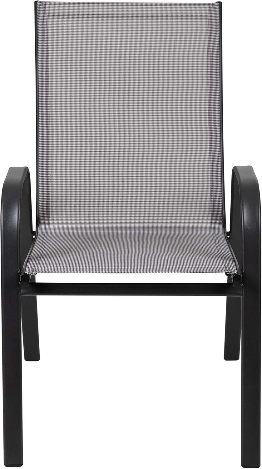 Flash Furniture 4 Pack Brazos Series Gray Outdoor Stack Chair with Flex Comfort Material and Metal Frame