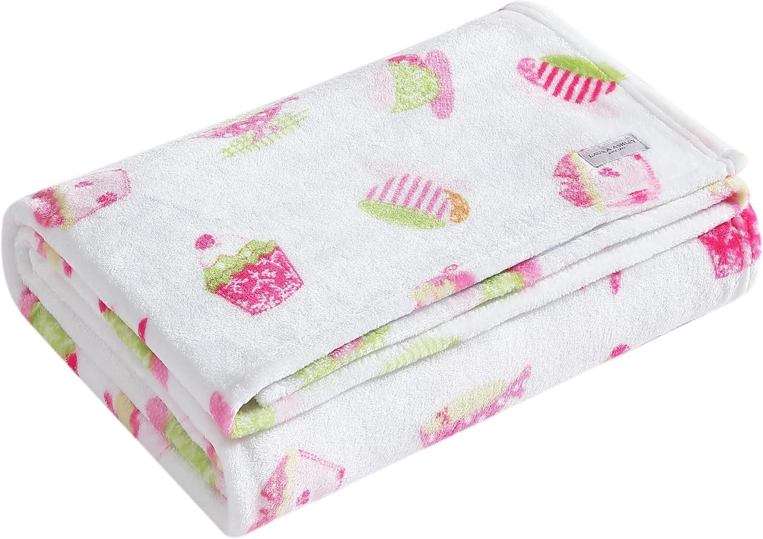 50" x 60" White and Pink Kids' Fleece Throw Blanket