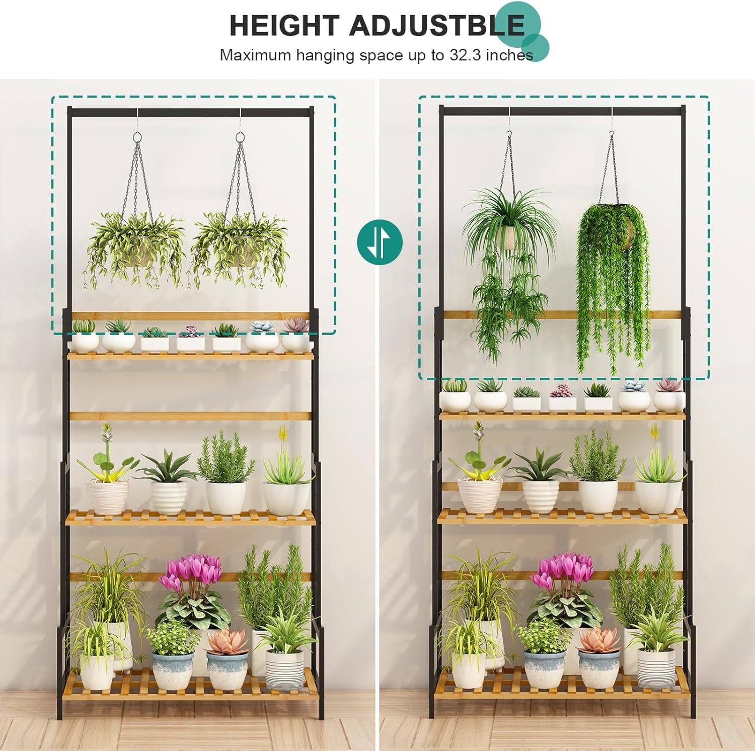 Ufine Bamboo Ladder Plant Stand 3 Tier Foldable Flower Pot Display Shelf Rack for Indoor Outdoor Home Patio Lawn Garden Balcony Organizer Planter Holder