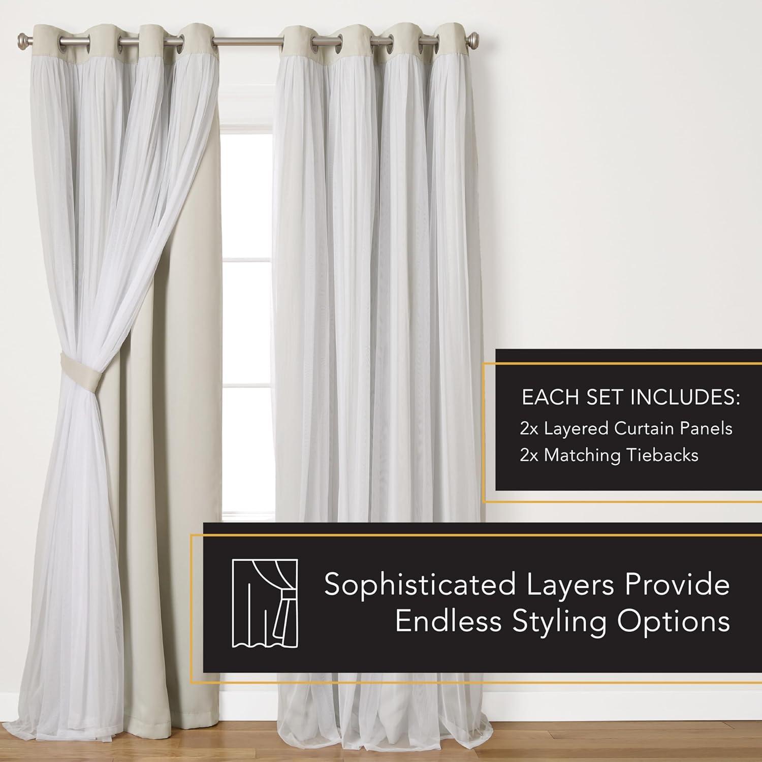 Cloud Grey Blackout and Sheer Grommet Curtain Panels