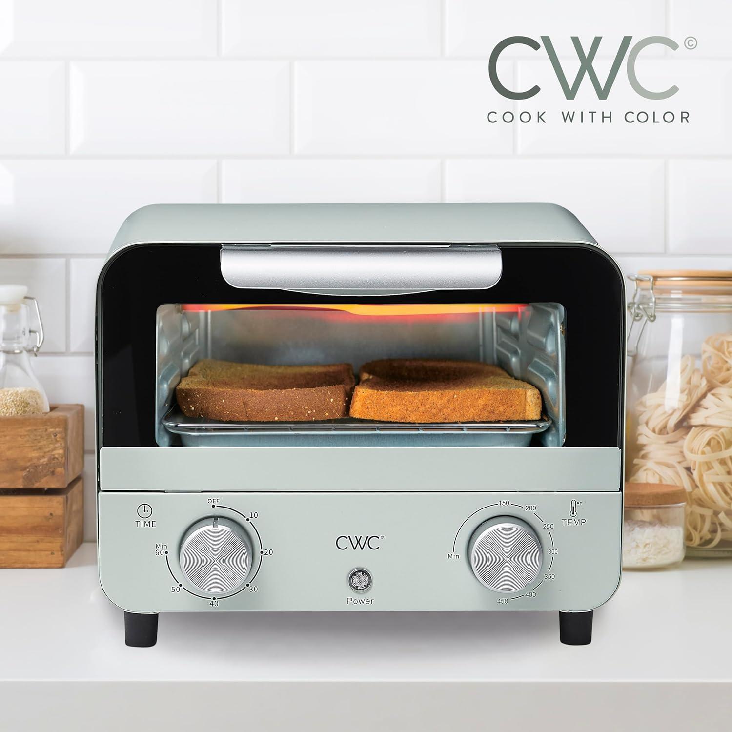 COOK WITH COLOR Small Toaster Oven 600-Watt Countertop Oven Cooker Kitchen Appliance, Sage