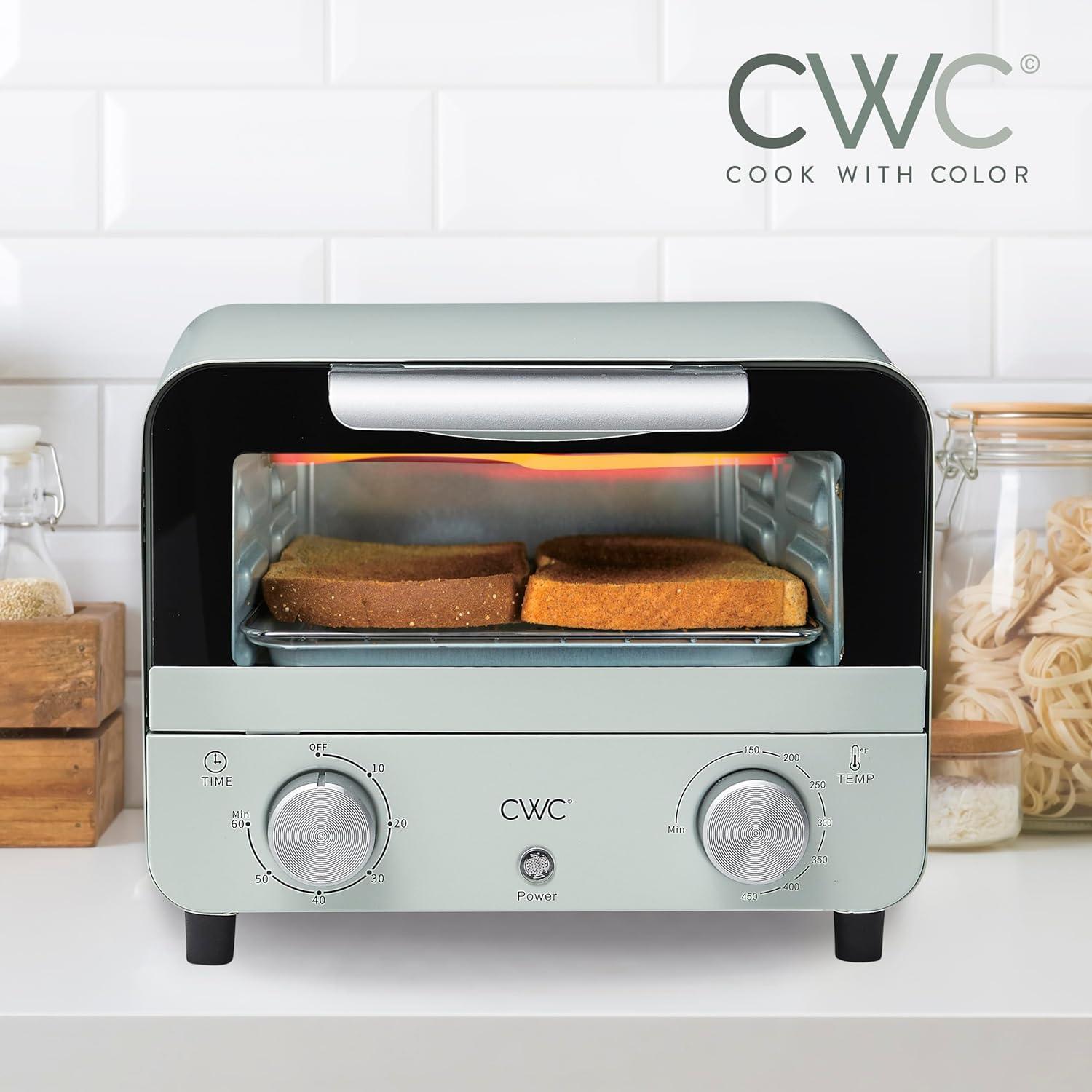 COOK WITH COLOR Small Toaster Oven 600-Watt Countertop Oven Cooker Kitchen Appliance, Sage