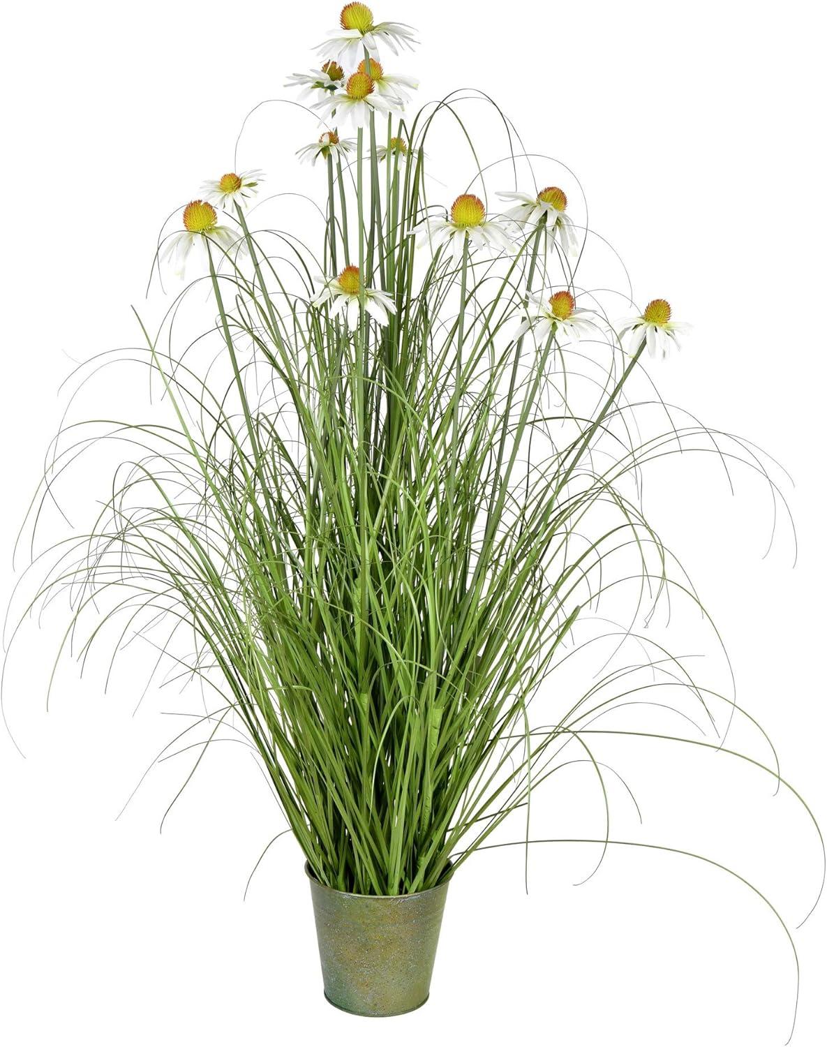 Freeport Park® Huson 48" Artificial Potted Green Grass and Daisies.