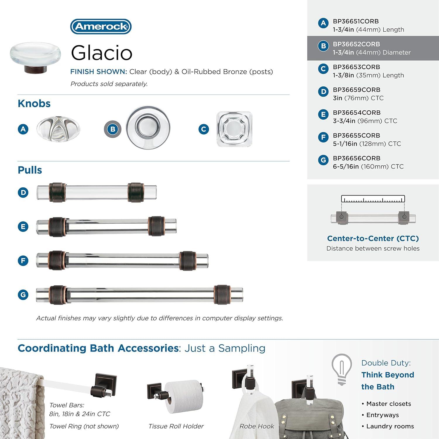 Glacio 1 3/8" Length Square Knob