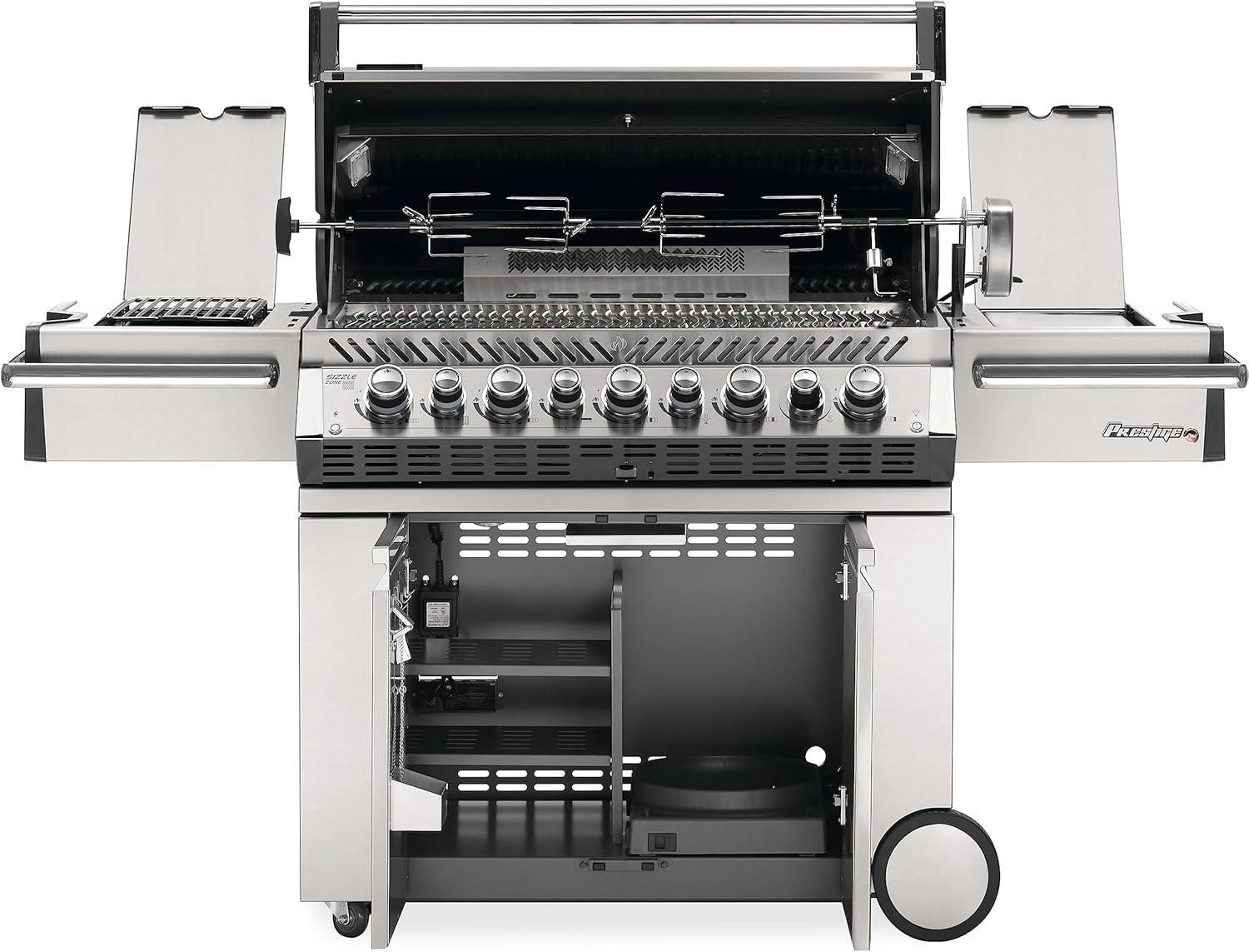 Napoleon Prestige Pro 665 Propane Gas Grill With Infrared Rear Burner And Infrared Side Burner