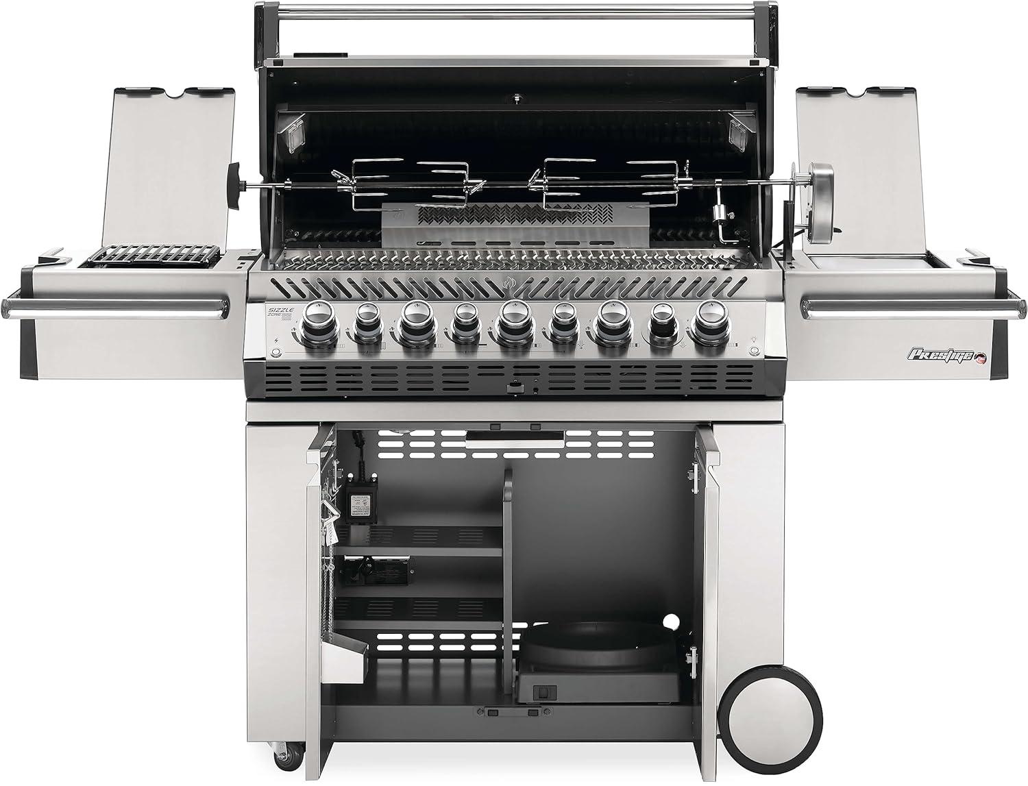 Napoleon Prestige Pro 665 Propane Gas Grill With Infrared Rear Burner And Infrared Side Burner