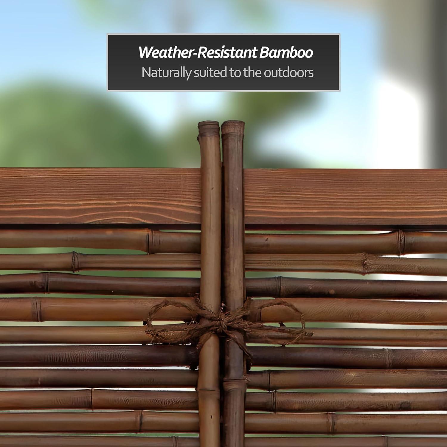 71" Brown Bamboo and Wood Zen Garden Fence Panel