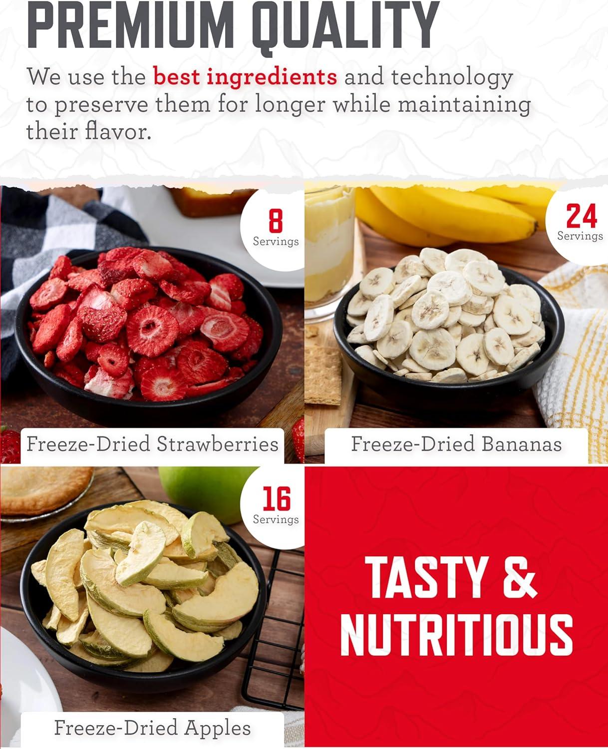 ReadyWise Freeze Dried Fruit & Vegetable Bulk Storage, 104 Servings, Long Term Food for Emergency Preparedness, 25-Year