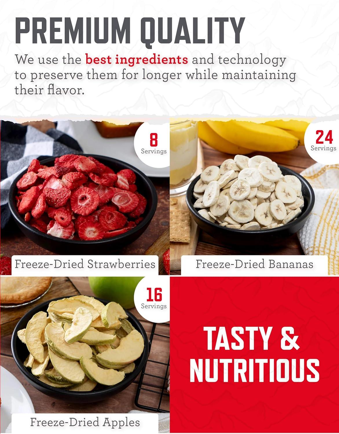 ReadyWise Freeze Dried Fruit & Vegetable Bulk Storage, 104 Servings, Long Term Food for Emergency Preparedness, 25-Year