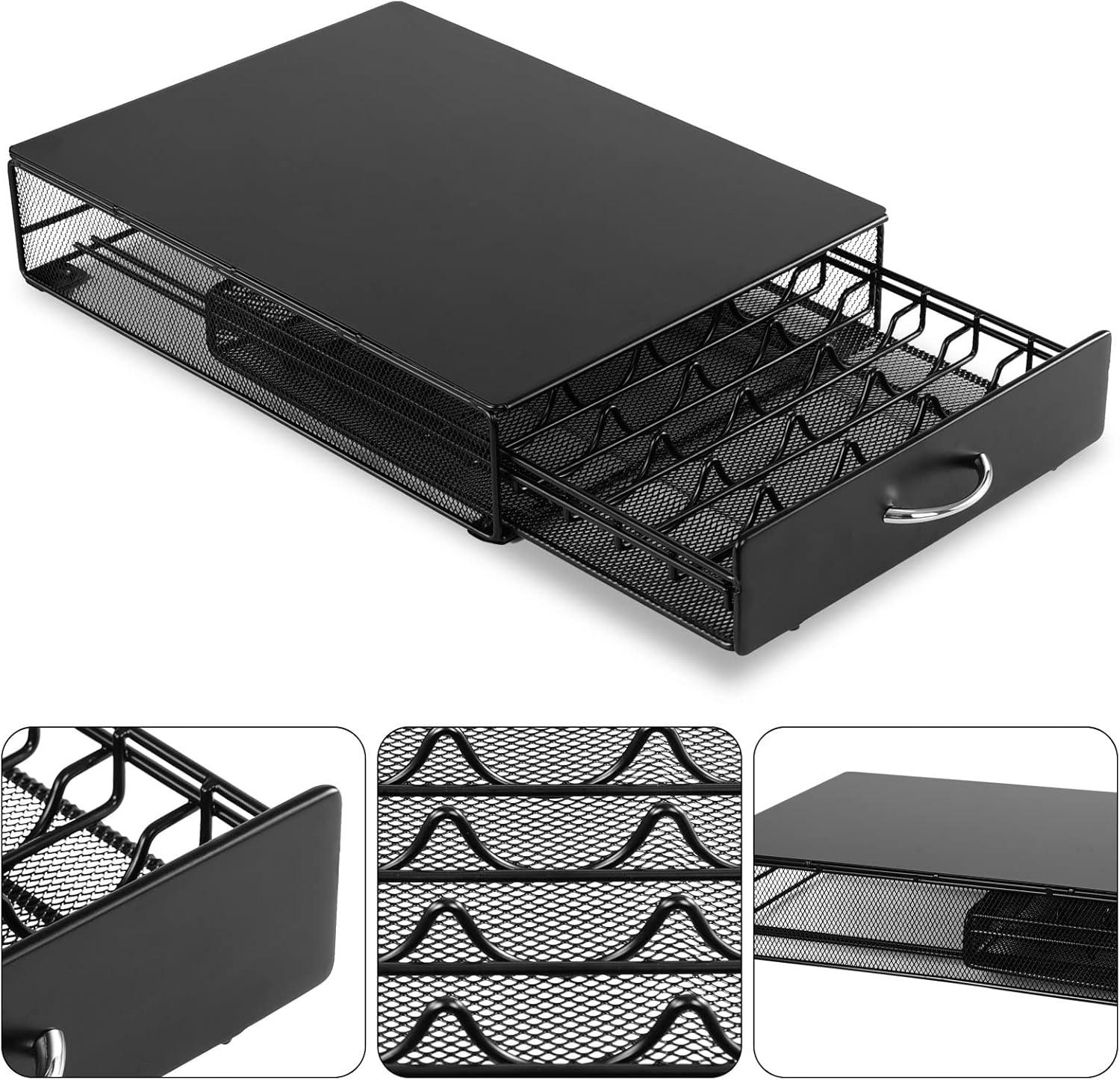Coffee Pod Holder Storage Drawer Compatible With Nespreso Vertuoline/Lavazza Blue Capsules,40 Capacity Coffee Pods Storage Organizer for Vertuoline Pods for Coffee Station, Black.