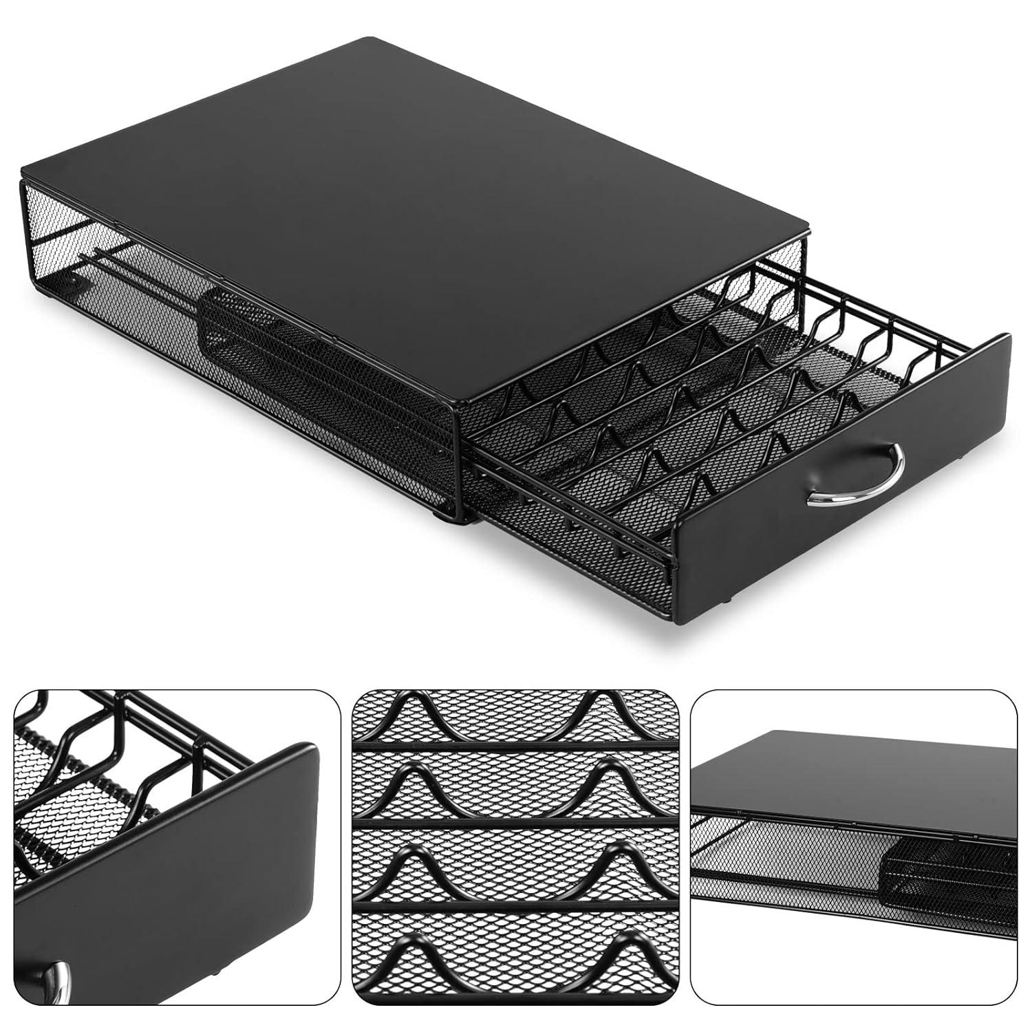 Coffee Pod Holder Storage Drawer Compatible With Nespreso Vertuoline/Lavazza Blue Capsules,40 Capacity Coffee Pods Storage Organizer for Vertuoline Pods for Coffee Station, Black.