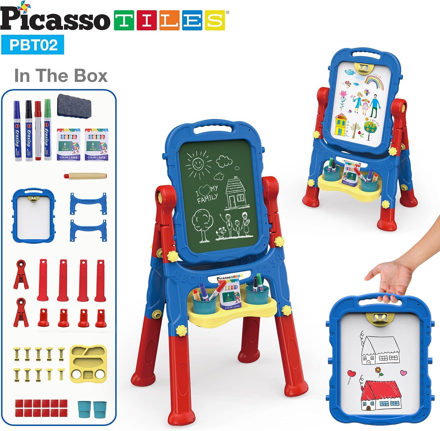 PicassoTiles 46 PC 2-IN-1 Double Sided Art Easel Set