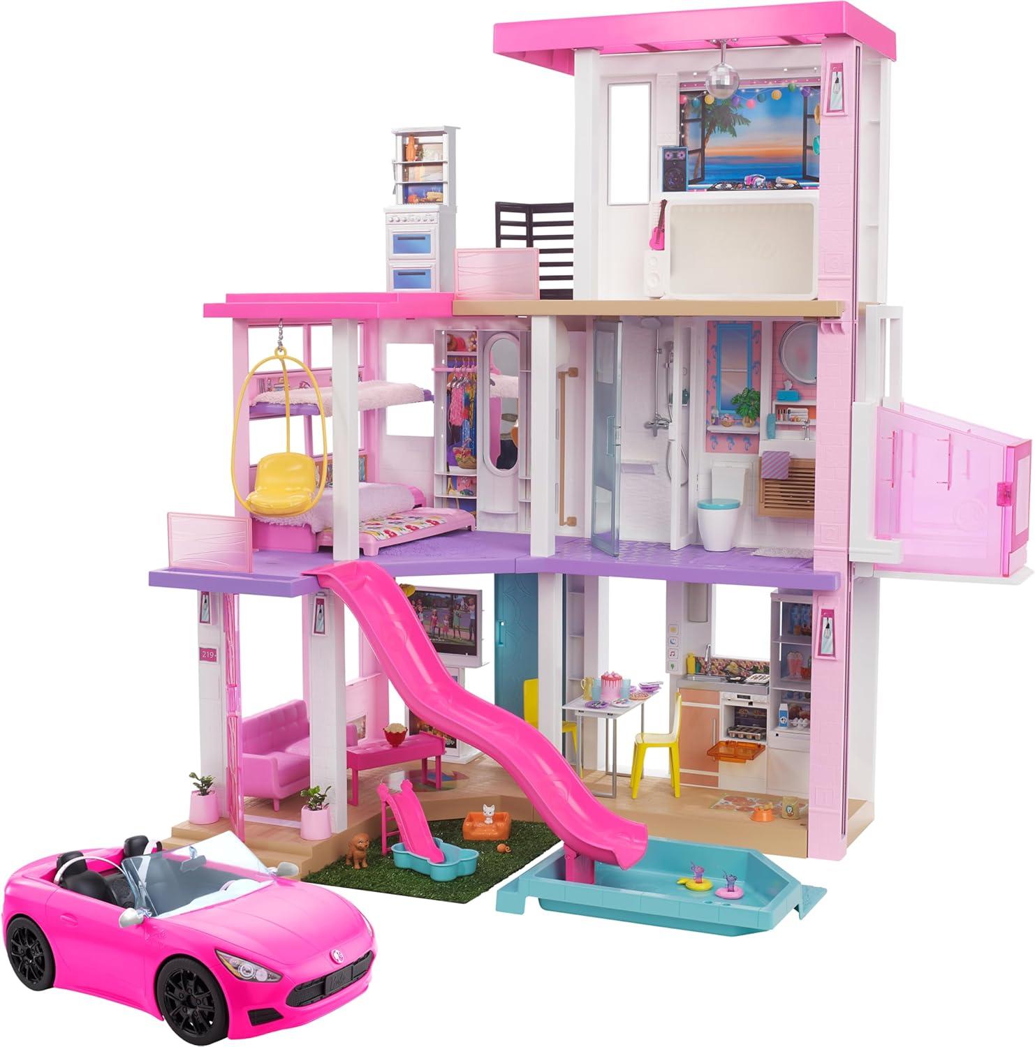 Barbie DreamHouse Playset with 10 Play Areas, 75+ Furniture & Accessories, Lights & Sounds
