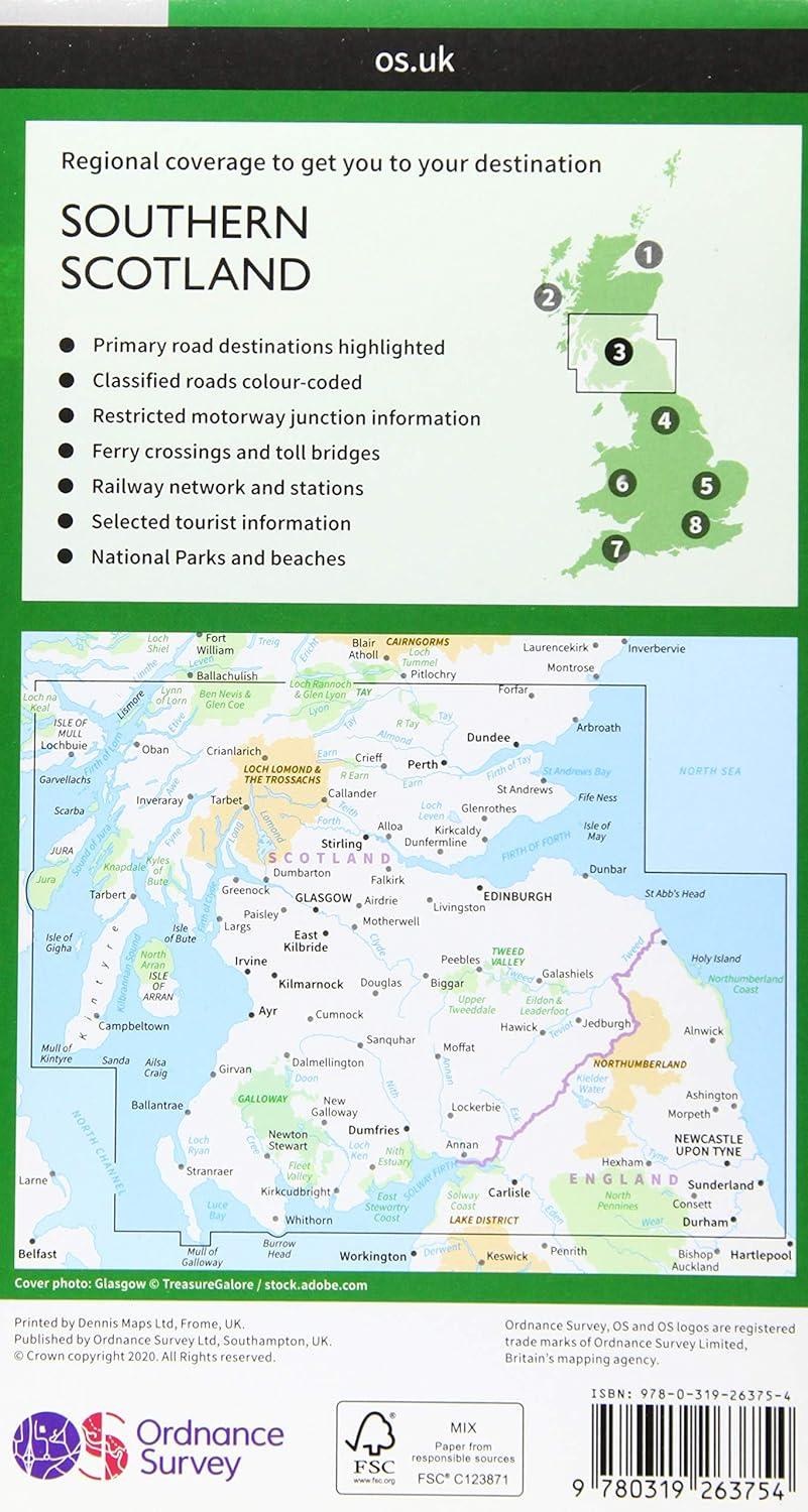 Southern Scotland & Northumberland Folded Sheet Map